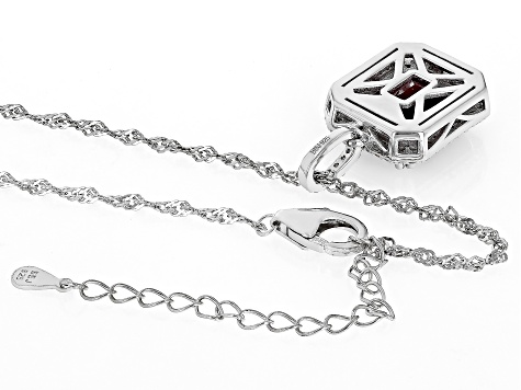 Red Lab Created Ruby Rhodium Over Silver Pendant With Chain 6.39ctw