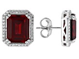 Red Lab Created Ruby Rhodium Over Sterling Silver Earrings 9.52ctw