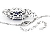 Blue Lab Created Sapphire Rhodium Over Silver Pendant with Chain 9.10ctw