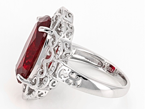 Lab Created Ruby Rhodium Over Sterling Silver Solitaire Ring 8.85ct