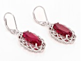 Lab Created Ruby Rhodium Over Sterling Silver Dangle Earrings 8.25ctw