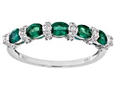 Green Lab Created Emerald Rhodium Over Silver Band Ring 0.75ctw