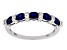 Blue Lab Created Sapphire Rhodium Over Silver Band Ring 0.92ctw