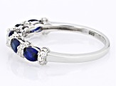 Blue Lab Created Sapphire Rhodium Over Silver Band Ring 0.92ctw