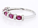 Red Lab Created Ruby with Lab White Sapphire Rhodium Over Silver Band Ring 0.92ctw