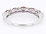 Red Lab Created Ruby with Lab White Sapphire Rhodium Over Silver Band Ring 0.92ctw