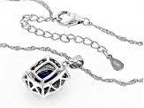 Blue Lab Created Sapphire Rhodium Over Silver Pendant with Chain 3.08ctw