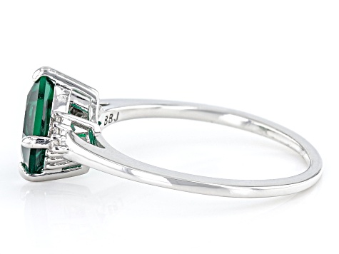 Green Lab Created Emerald Rhodium Over Silver Ring 0.89ctw