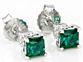 Green Lab Created Emerald Rhodium Over Silver Stud Earrings 0.98ctw