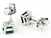 Green Lab Created Emerald Rhodium Over Silver Stud Earrings 0.98ctw