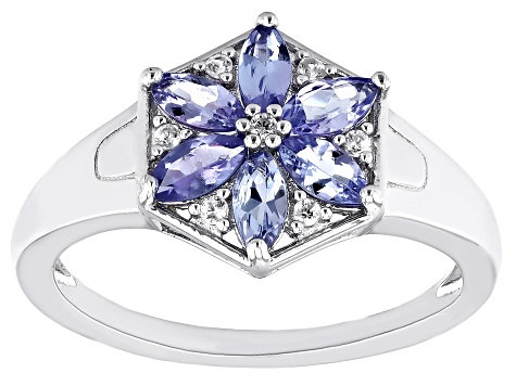 Blue Tanzanite Rhodium Over Sterling Silver Ring 0.80ctw