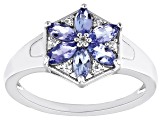 Blue Tanzanite Rhodium Over Sterling Silver Ring 0.80ctw