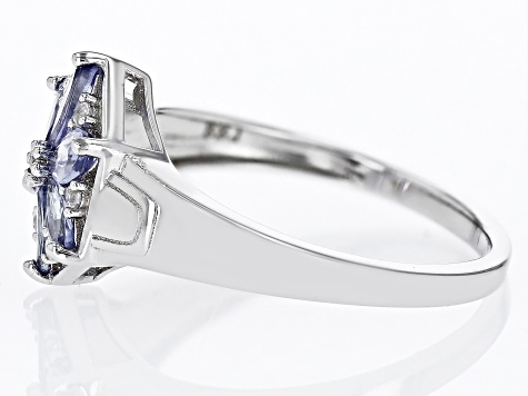 Blue Tanzanite Rhodium Over Sterling Silver Ring 0.80ctw