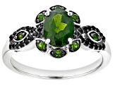 Green Chrome Diopside Rhodium Over Sterling Silver Ring 1.26ctw