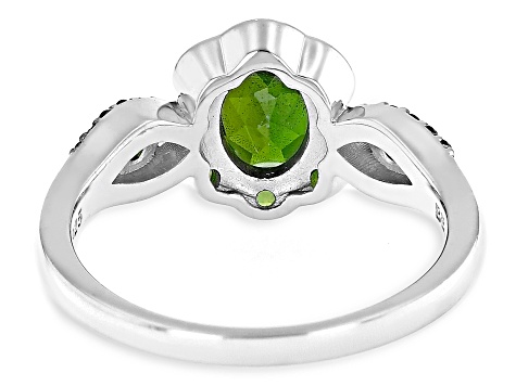 Green Chrome Diopside Rhodium Over Sterling Silver Ring 1.26ctw