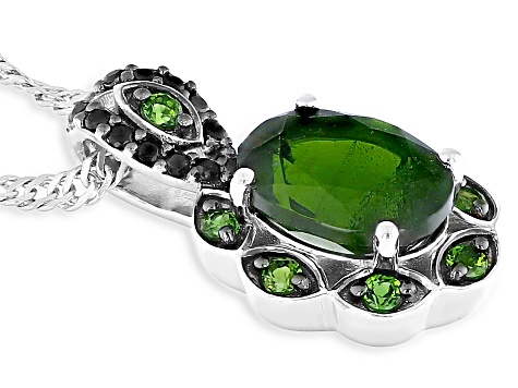 Green Chrome Diopside Rhodium Over Silver Pendant With Chain 1.18ctw