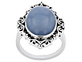 Blue Angelite Sterling Silver Solitaire Ring