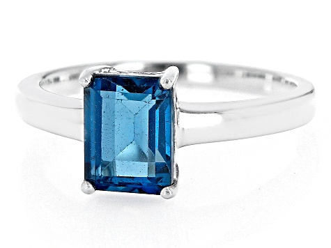 London Blue Topaz Rhodium Over Sterling Silver Solitaire Ring 1.70ct