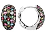 Multicolor Tourmaline Rhodium Over Sterling Silver Hoop Earrings 1.41ctw