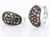 Multicolor Tourmaline Rhodium Over Sterling Silver Hoop Earrings 1.41ctw
