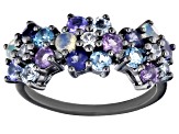 Multi-Gem Black Rhodium Over Sterling Silver Ring 1.25ctw