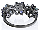 Multi-Gem Black Rhodium Over Sterling Silver Ring 1.25ctw