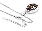 Brown Ammonite Shell Rhodium Over Sterling Silver Solitaire Pendant With Chain