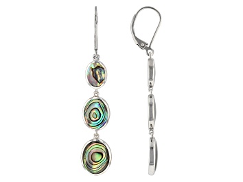 Picture of Multicolor Abalone Shell Rhodium Over Sterling Silver Earrings