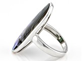 Multicolor Abalone Shell Rhodium Over Sterling Silver Solitaire Ring