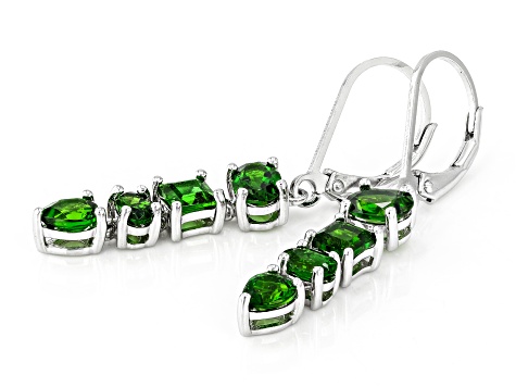 Green Chrome Diopside Rhodium Over Sterling Silver Dangle Earrings 2.40ctw