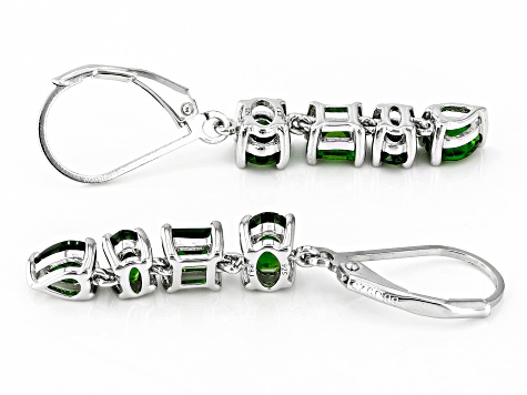 Green Chrome Diopside Rhodium Over Sterling Silver Dangle Earrings 2.40ctw