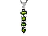 Green Chrome Diopside Rhodium Over Sterling Silver Dangle Pendant With Chain 1.20ctw