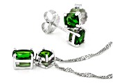 Green Chrome Diopside Rhodium Over Silver Earrings And Pendant With Chain Set 1.98ctw