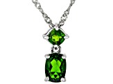 Green Chrome Diopside Rhodium Over Silver Earrings And Pendant With Chain Set 1.98ctw
