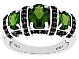 Green Chrome Diopside Rhodium Over Sterling Silver Ring 2.39ctw