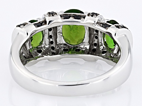 Green Chrome Diopside Rhodium Over Sterling Silver Ring 2.39ctw