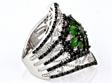 Green Chrome Diopside Rhodium Over Sterling Silver Ring 2.79ctw