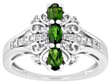 Green Chrome Diopside Rhodium Over Sterling Silver Ring 0.94ctw