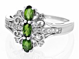 Green Chrome Diopside Rhodium Over Sterling Silver Ring 0.94ctw