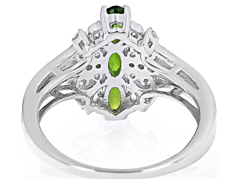 Green Chrome Diopside Rhodium Over Sterling Silver Ring 0.94ctw