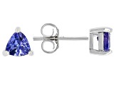 Blue Tanzanite Rhodium Over Sterling Silver Studs Earrings 0.60ctw