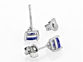Blue Tanzanite Rhodium Over Sterling Silver Studs Earrings 0.60ctw