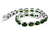 Green Chrome Diopside Rhodium Over Sterling Silver Tennis Bracelet 16.02ctw