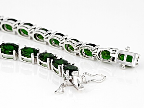 Green Chrome Diopside Rhodium Over Sterling Silver Tennis Bracelet 16.02ctw