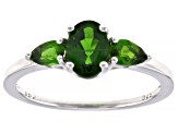 Green Chrome Diopside Rhodium Over Sterling Silver 3-Stone Ring 1.07ctw