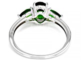 Green Chrome Diopside Rhodium Over Sterling Silver 3-Stone Ring 1.07ctw