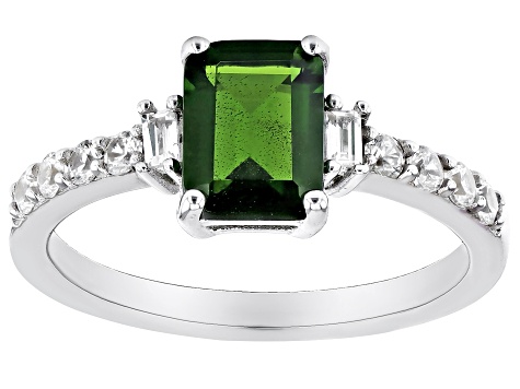 Green Chrome Diopside Rhodium Over Silver Ring 1.99ctw