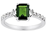 Green Chrome Diopside Rhodium Over Silver Ring 1.99ctw