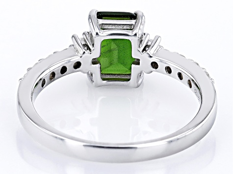 Green Chrome Diopside Rhodium Over Silver Ring 1.99ctw