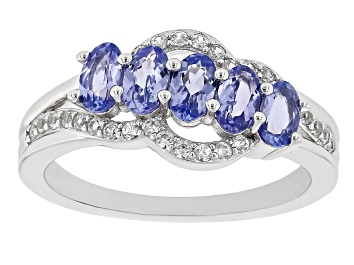 Picture of Blue Tanzanite Rhodium Over Sterling Silver Ring 1.18ctw